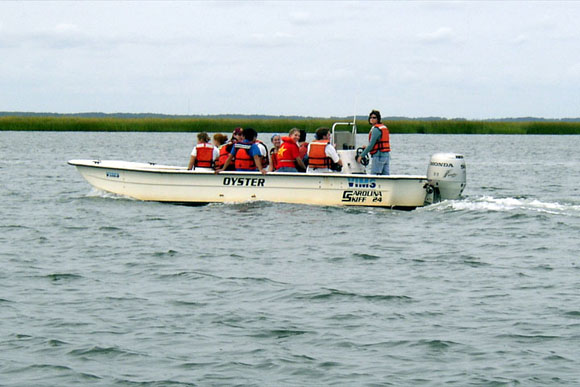 William & Mary Geology Students on a boat