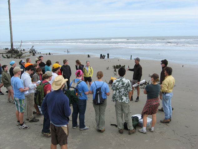 Greg Hancock discusses erosion rates of Parramore Island.