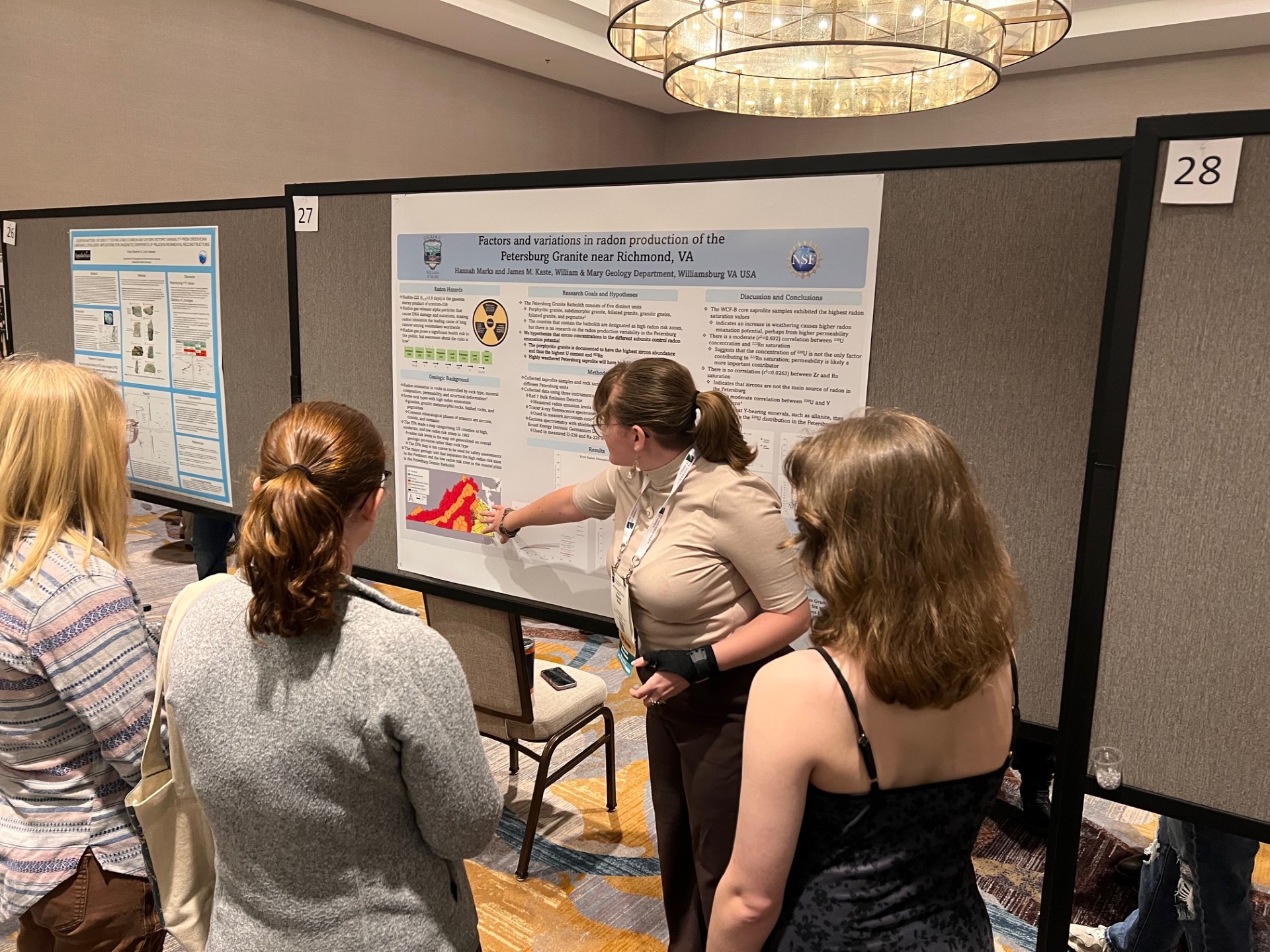 Hannah Marks (W&M Geology '25) presents her research on radon hazards in Virginia at the Southeastern Section of the Geological Society of America Meeting in Harrisonburg, Virginia.