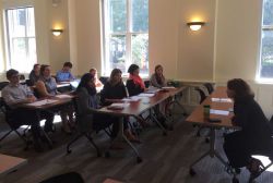 Senior Assistant Attorney General Alice T. Armstrong, right, talks with William & Mary government students at the Office of Virginia's Attorney General on September 15, 2017