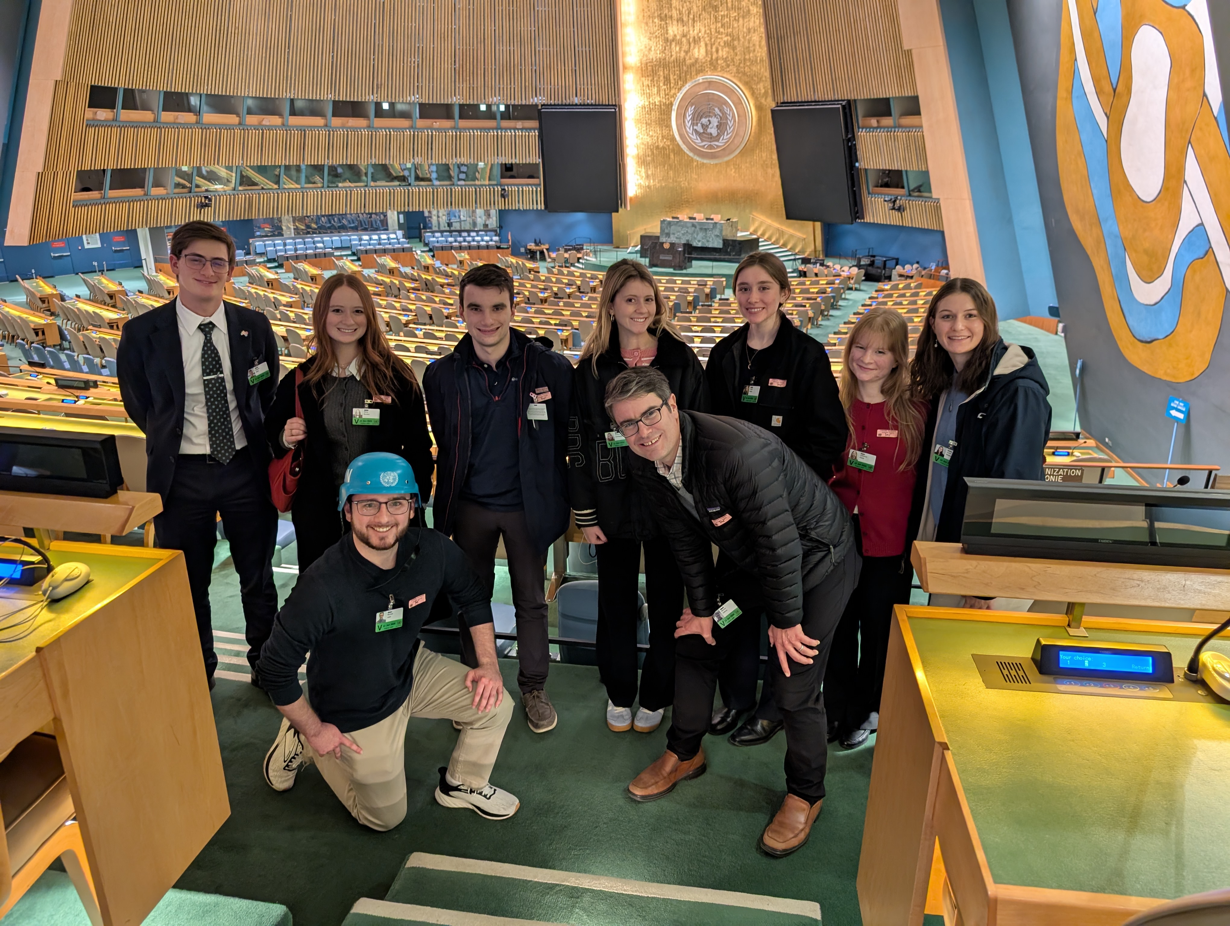 Prof. Holmes &amp; students at UN General Assembly