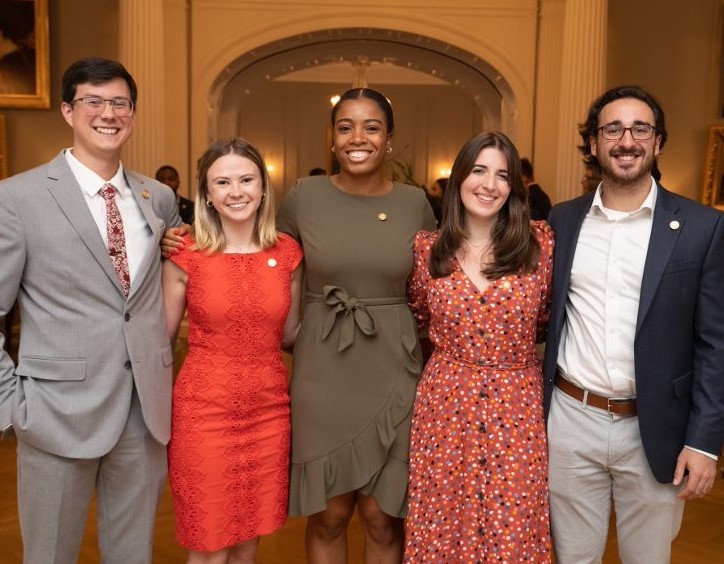 The W&M 2021 VA Governor’s Fellows from left to right: Randall Joseph Riffle ‘21, Grace Poreda ‘21, Nadiah Cooper ‘21, Mary Olivia Rentner ‘21, and Michael Jerakis ‘21