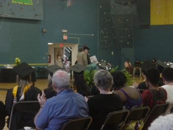 Michael Deschenes congradulating Taylor Hurst