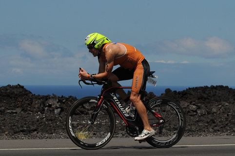 Adam Otstot on biking leg of triathlon