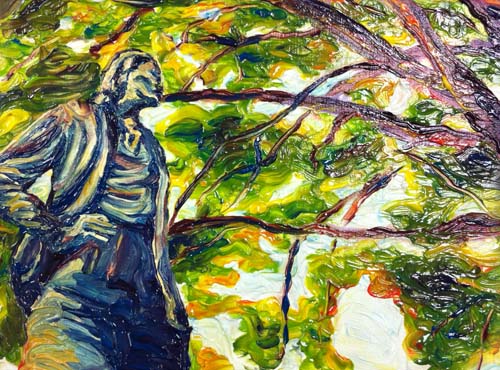 Oil on prepared paper, by Claire DeMarco '13.