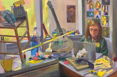 <b>Kelsey with Large Still Life,</b> oil on canvas, by Kate Fleming '14