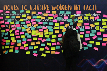 Attendees were invited to post messages to future women in tech.