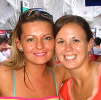 Ashley (right) and her translator in Sarajevo.