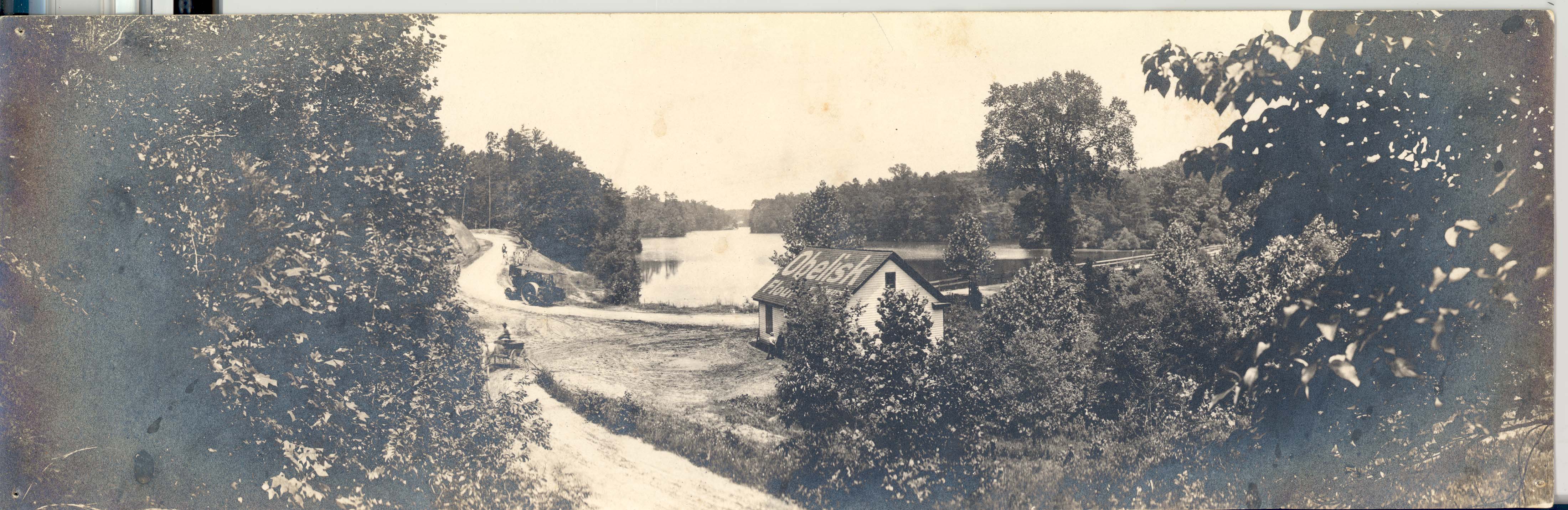 Looking north from the mill towards Lake Matoaka from behind the dam.
