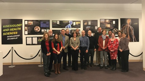 Faculty at opening of department library exhibit