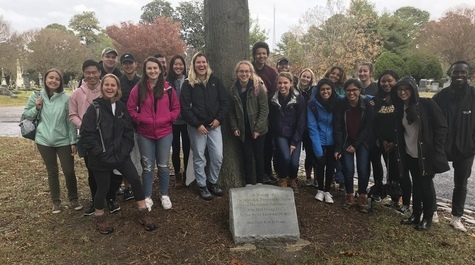 Students at Elmwood Cemetery in Norfolk
