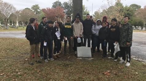 Students at Elmwood Cemetery in Norfolk