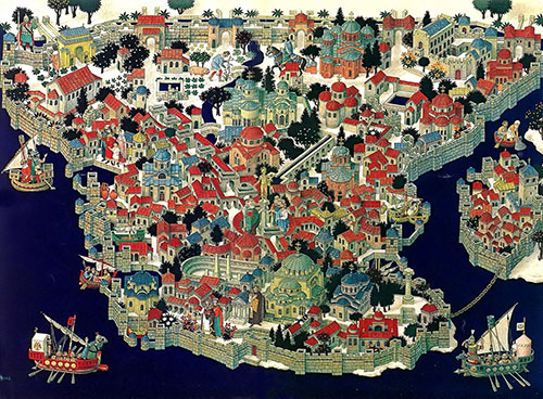 A Renaissance map of Constantinople.