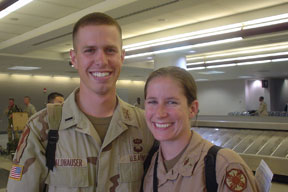 Kris and Alyssa Waldhauser pass through the airport in Atlanta. Courtesy of the Waldhausers.