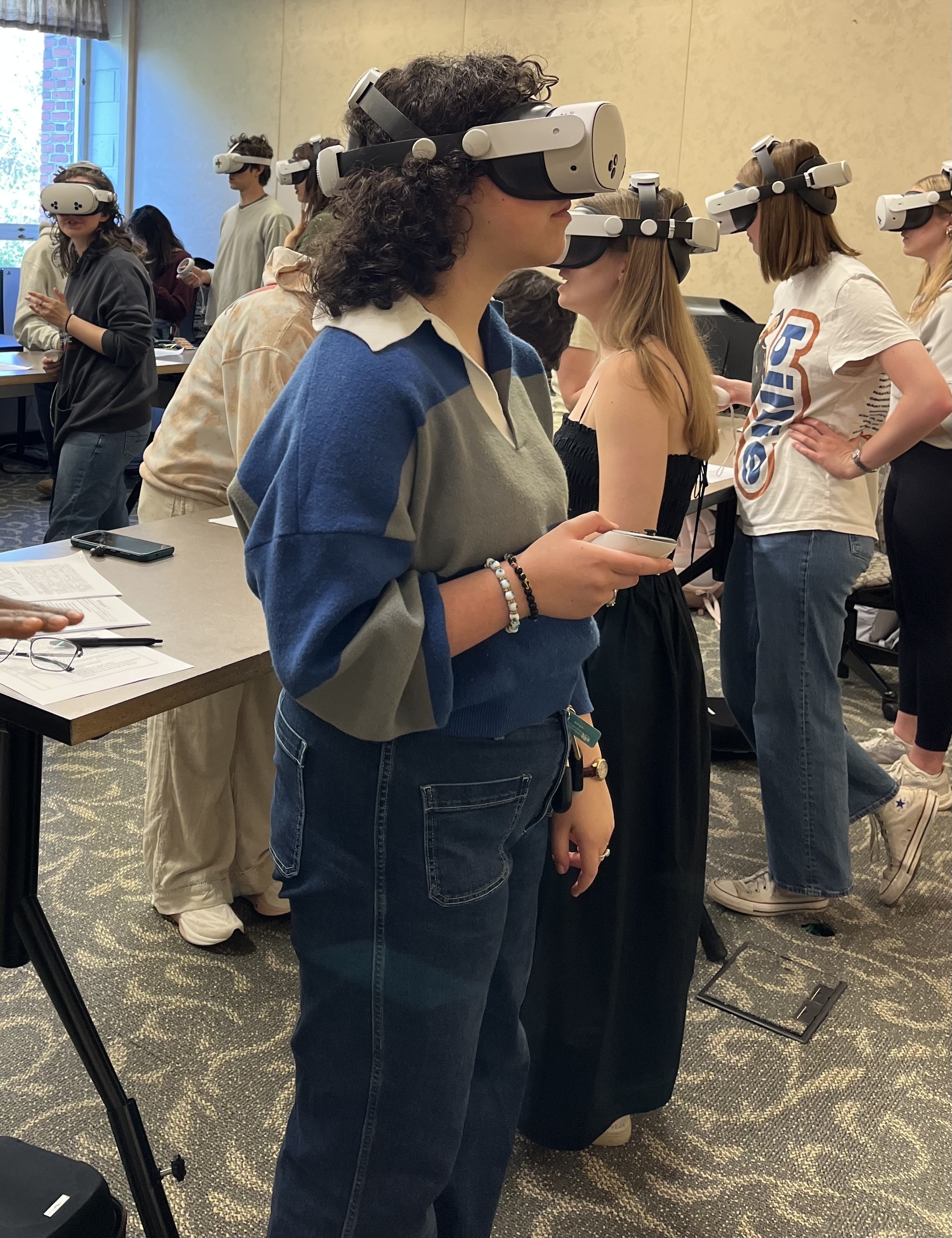 students wearing VR headsets
