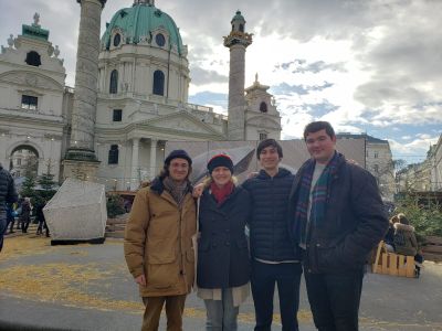  Jordan (left), Megan and friends in front of the Karlskirche