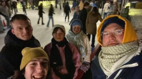 Students Ice skating in Williamsburg