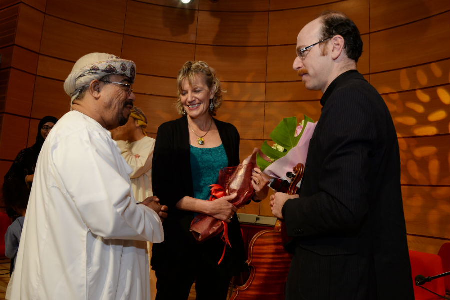 Rasmussen and Glasser Greeted by SQU President