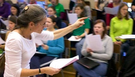 Professor Jamie Bartlett conducting.  Photo by Steve Salpukas.