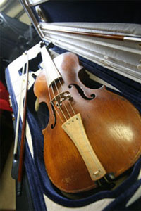 Fitzgerald's Baroque violin.  Photo by Stephen Salpukas.