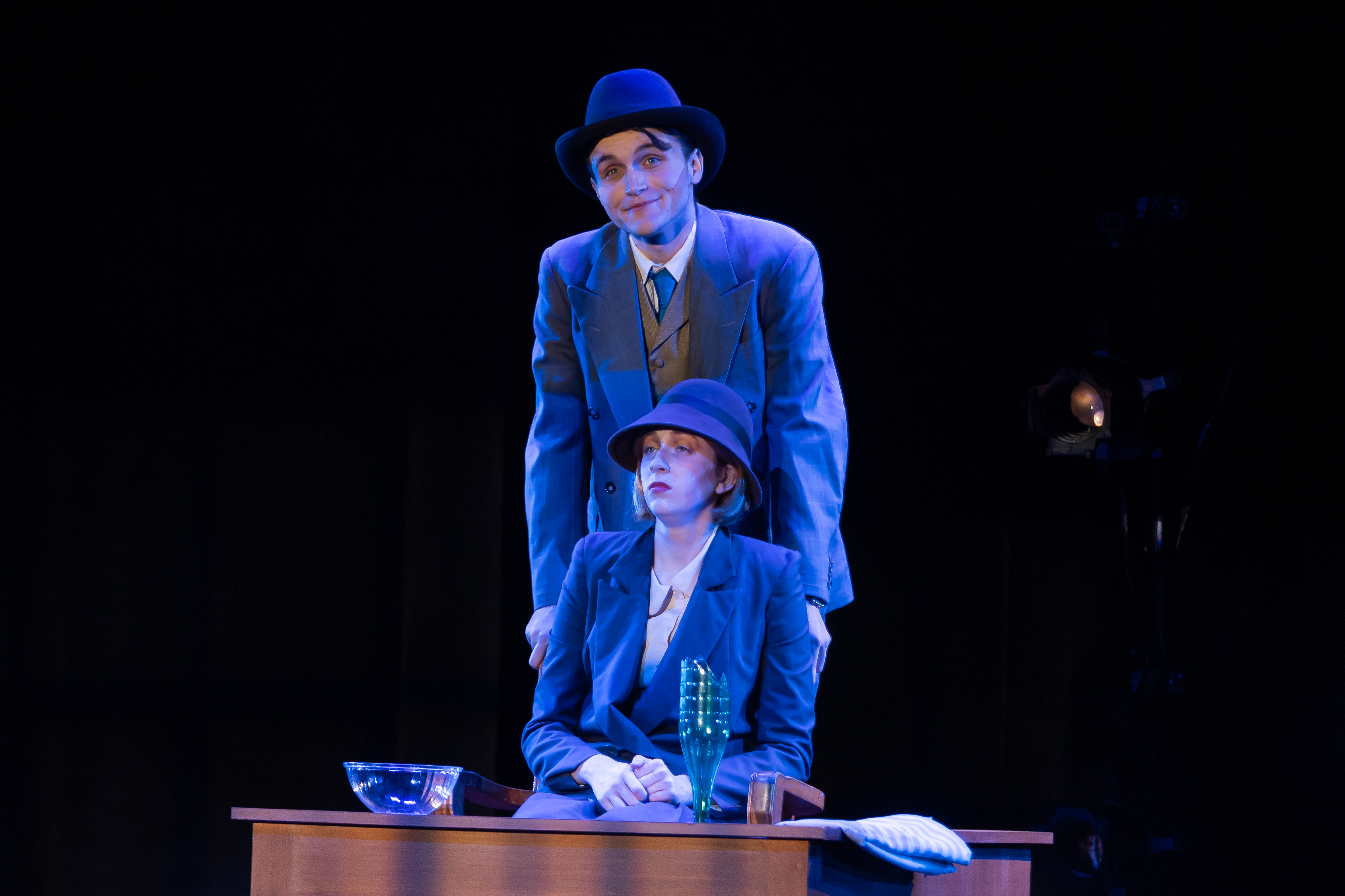 DiNunzio's jacket worn on stage by Allison Monfalcone ‘28, who stars as Helen Jones in "Machinal." Photo by Kylie Totten '28.