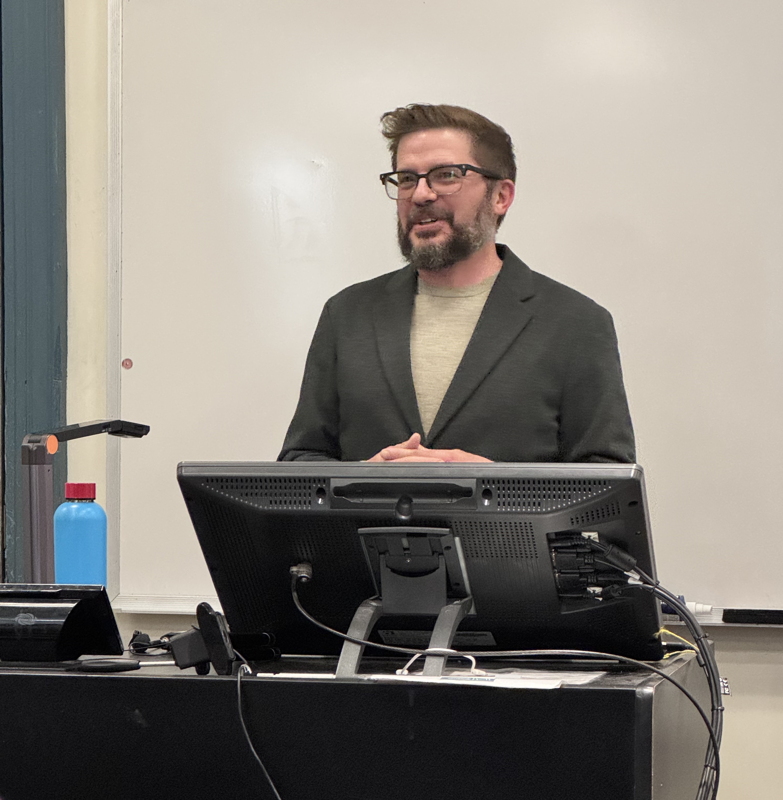 Brian Castleberry, director of the Creative Writing Program and associate professor of English, led the final Faculty Research Forum of the academic year with the discussion "Fiction as Inquiry."