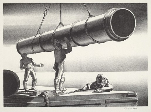 Rockwell Kent’s “Big Inch” print, 1941. Brittain plans to visit Kent’s studio in Maine this summer with the new funding.