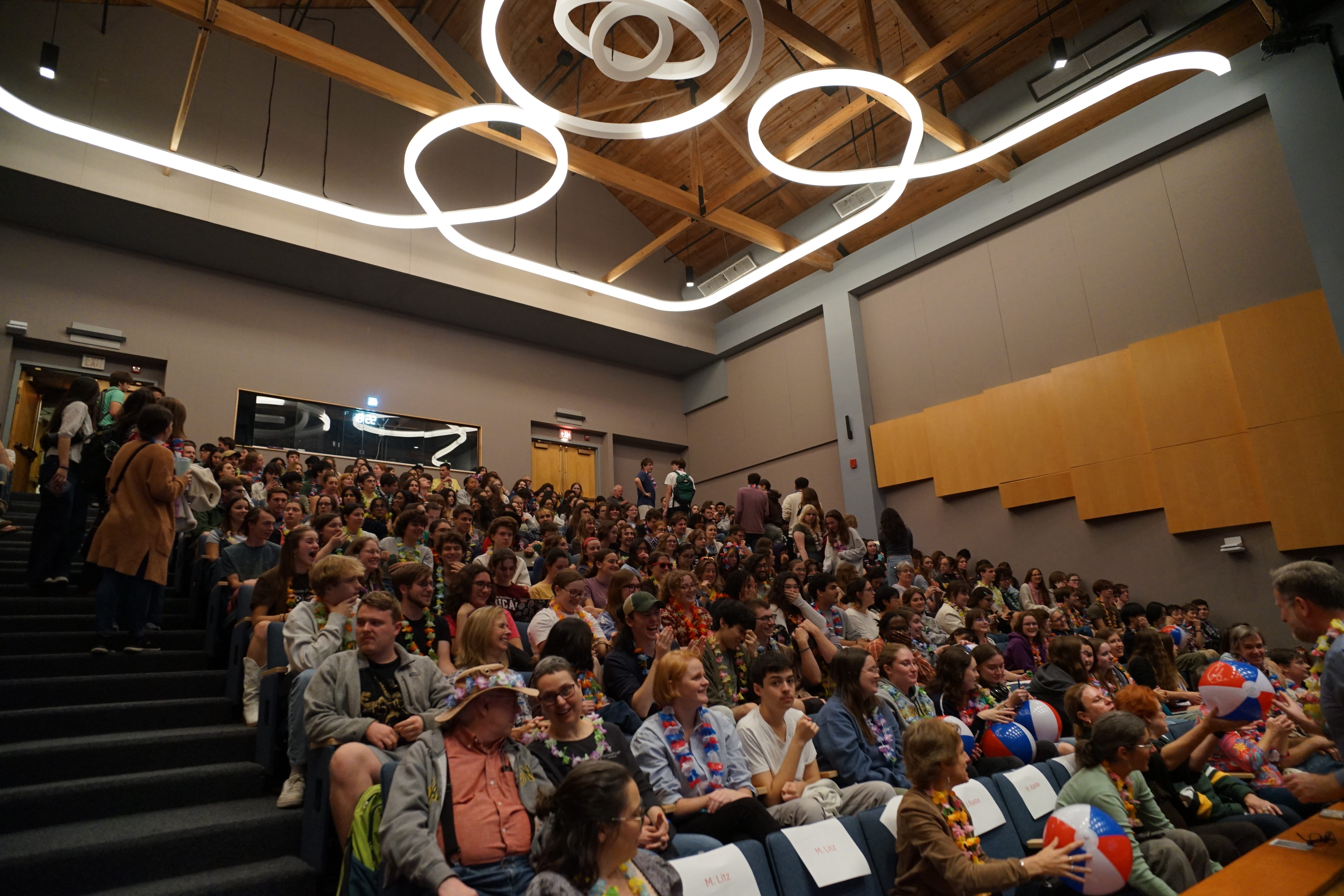 Students packed inside the Commonwealth Auditorium in the Sadler Center. Once the space filled, students were directed to the overflow rooms upstairs. 