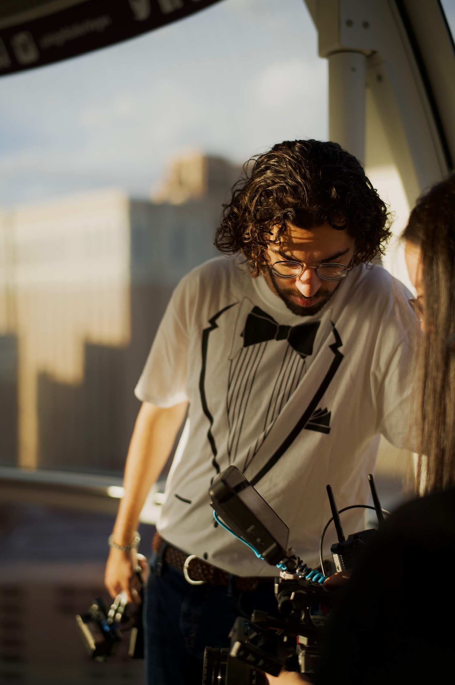 Arjun Fischer on set filming his documentary Artificial Love. Photo courtesy of Fischer.