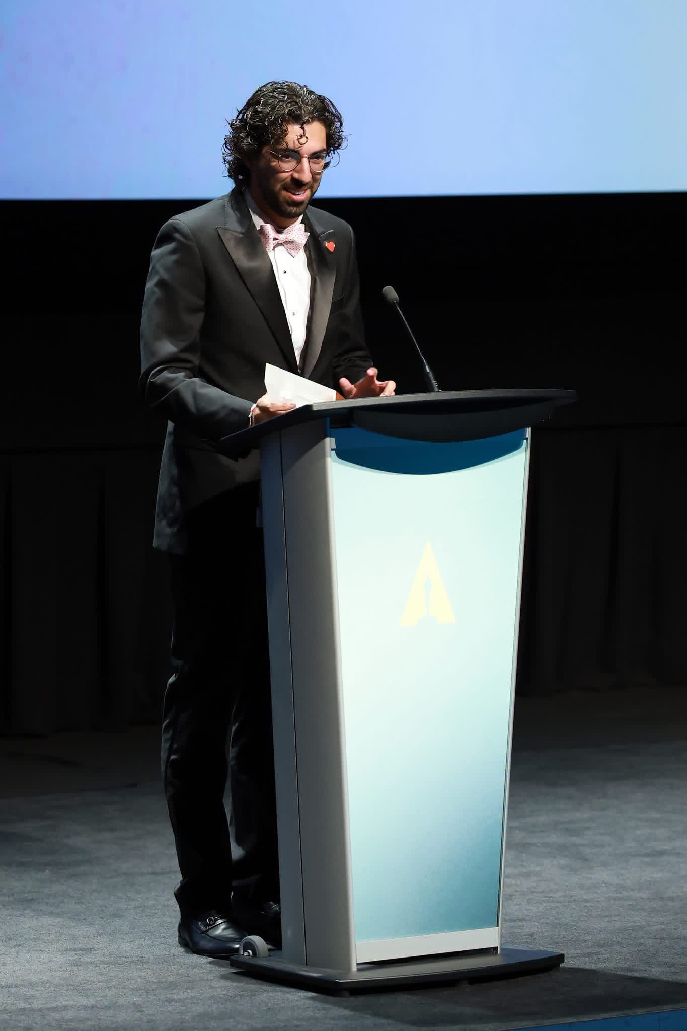 Arjun Fischer gave a speech as he accepted his Student Academy Award. Photo courtesy of Fischer.