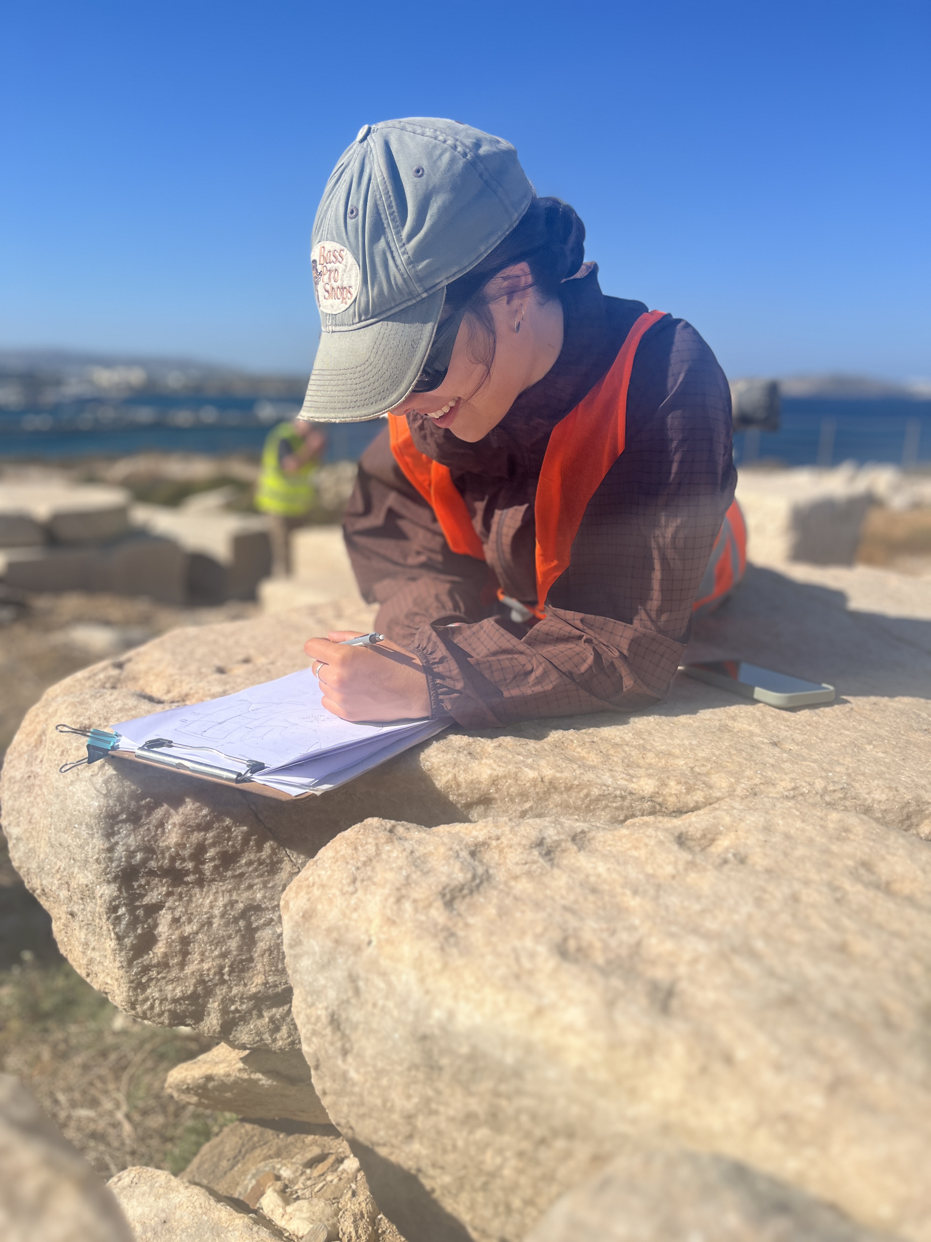 Maya Parfitt ‘27 documents an architectural block through drawing. Photo courtesy of Jess Paga.