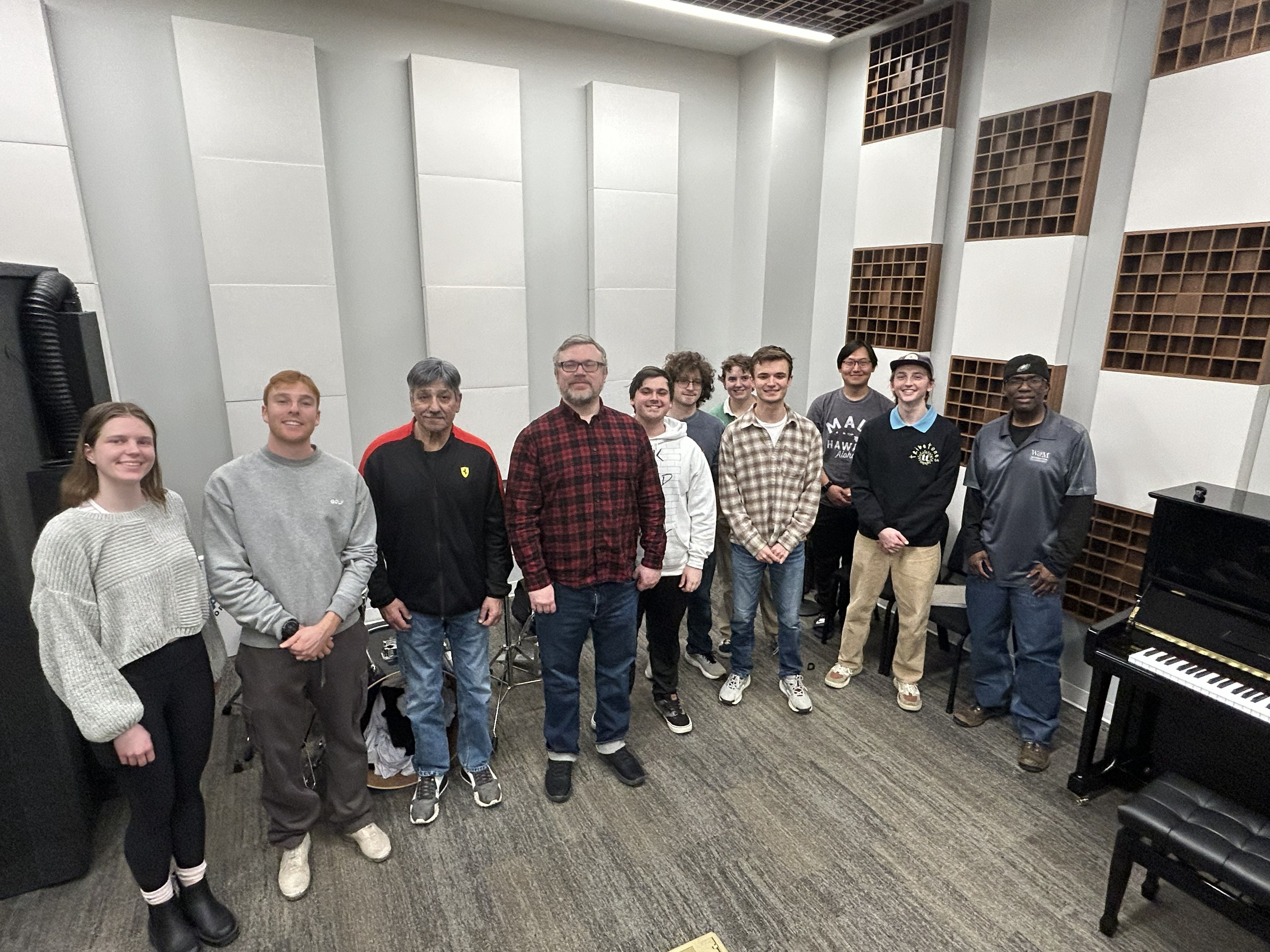 Nick Vlahakis meets with students in the state-of-the-art Vlahakis Recording Studio located in the Music Arts Center.