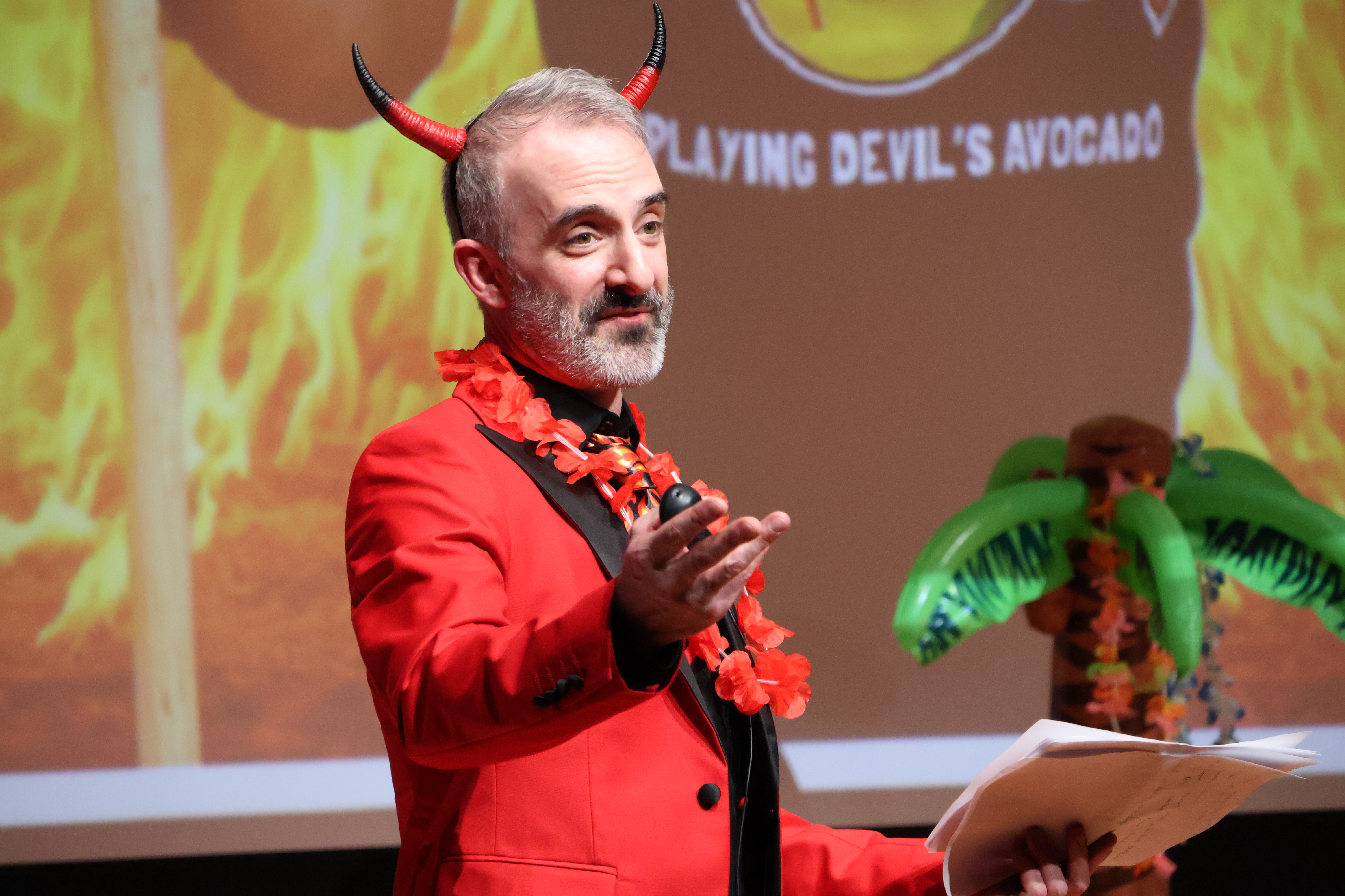 Philosophy professor Jonah Goldwater stole the debate, clenching a win for the Devil's Advocate for the first time since 2019. Photo by Max Kershner-Hammond.