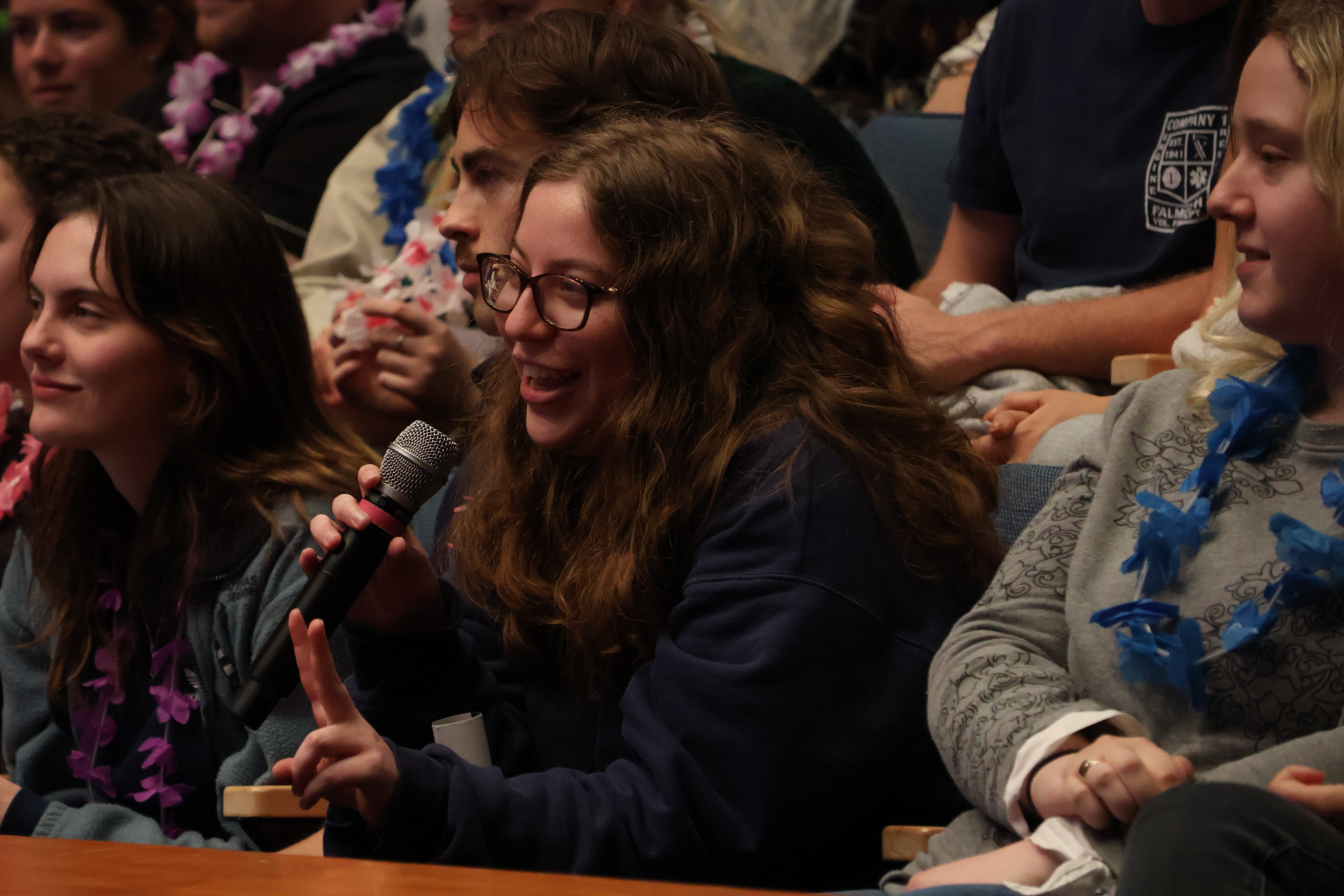 Students in the auditorium had a chance to ask the debaters questions after their arguments and rebuttals. Photo by Max Kershner-Hammond.
