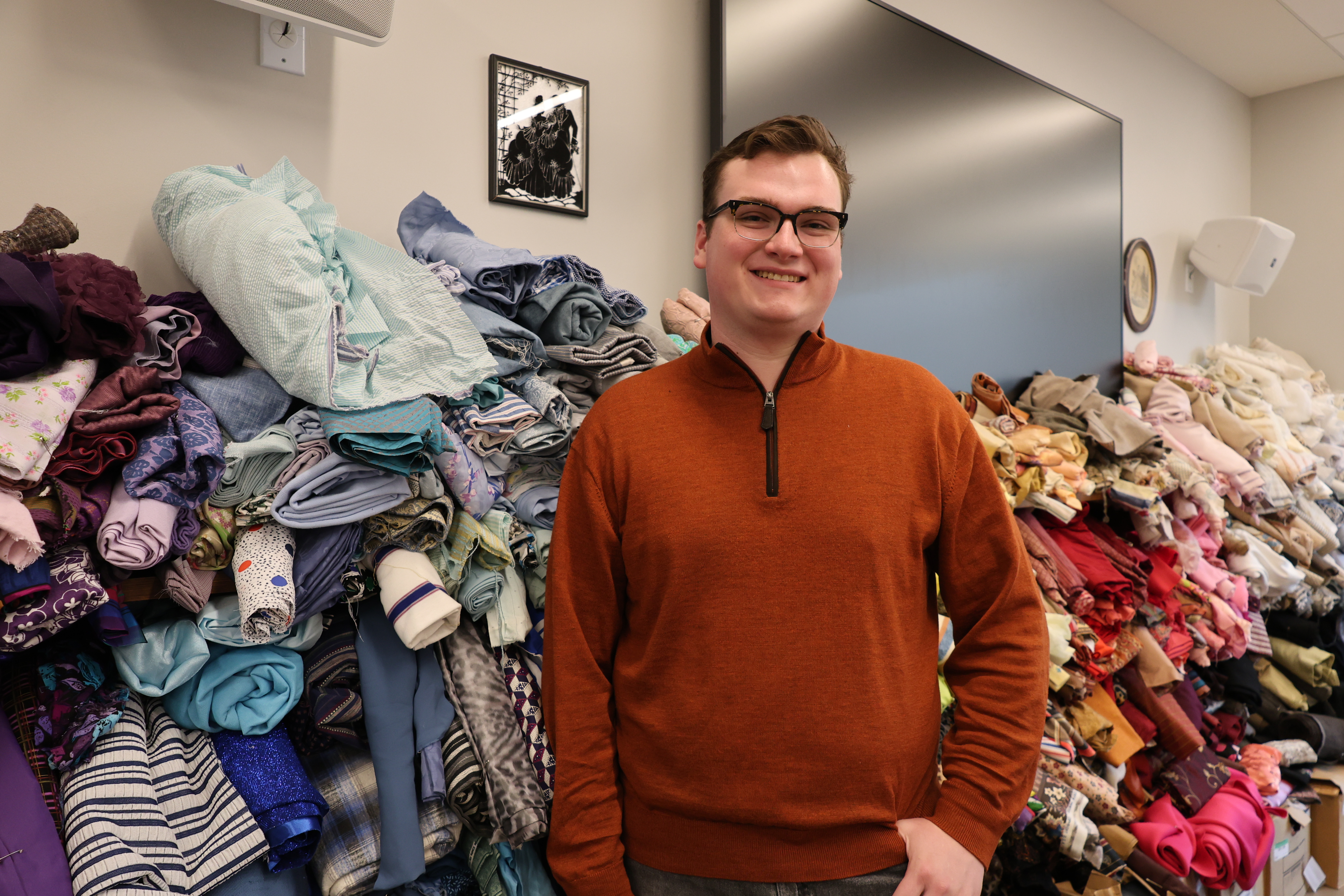 Dominic DiNunzio ‘28 is the First Hand at the costume shop, the lead assistant responsible for creating garments worn on stage for W&M theatre performances.