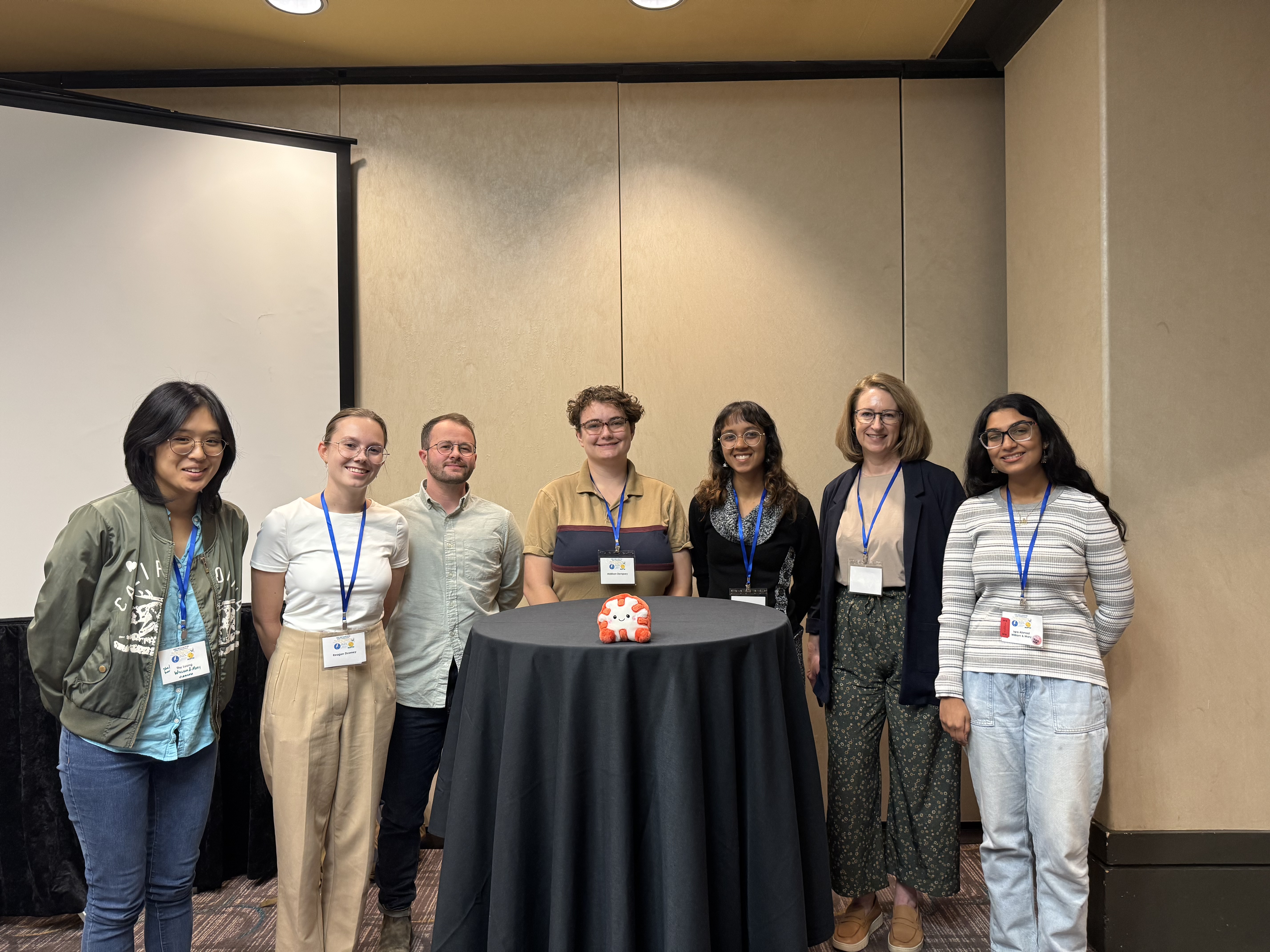 The delegation representing W&M’s writing center at the International Writing Centers Association Conference included director Lori Jacobson and assistant director Jay Jolles, along with student consultants Addison Dempsey ‘26, Srija Upadhyay ‘27, Reagan Downey ‘26, Thu Luong ’26 and Iqra Ahmad ’26.