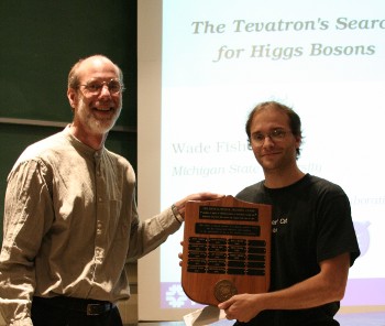 2009 The Rolf G. Winter Teaching Awardee Jeremy Ellden with Physics Chair Dr. Griffioen
