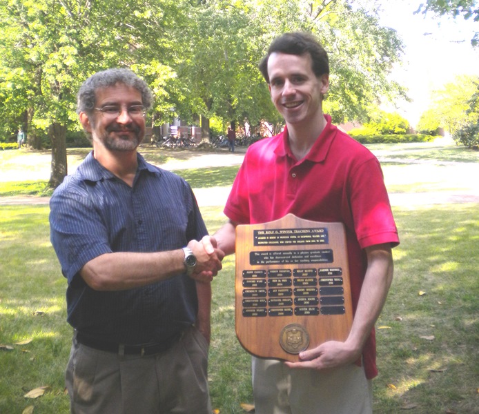 Gardner Marshall was one of the recipients of the 2011 Rolf G. Winter Teaching Award. Physics Chair, Dr. Armstrong presented the award.