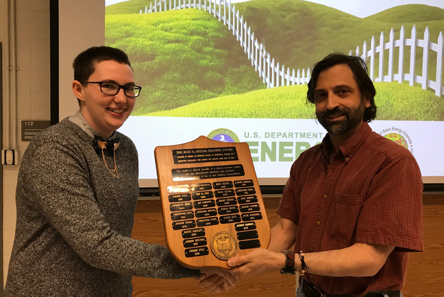 Tangereen Claringbold awarded the 2018 Rolf G. Winter Teaching Award