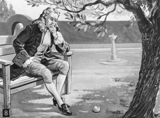                Isaac Newton (photo from http://www.wolverton-mountain.com/articles/apple_doesnt_fall_far.html)