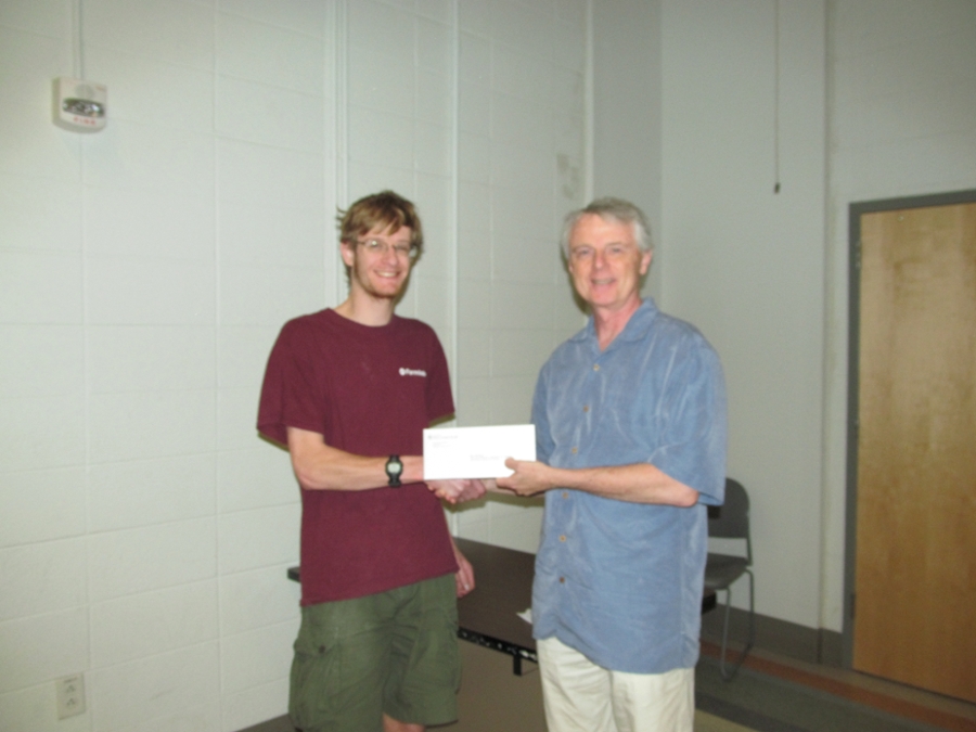 2015 Don Harrison Awardee William Bergan with Physics Chair Dr. Tracy