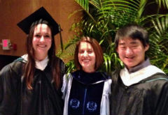Nicholas Alt at graduation with his advisor, Professor Cheryl Dickter, and fellow lab member Kim Chaney.  