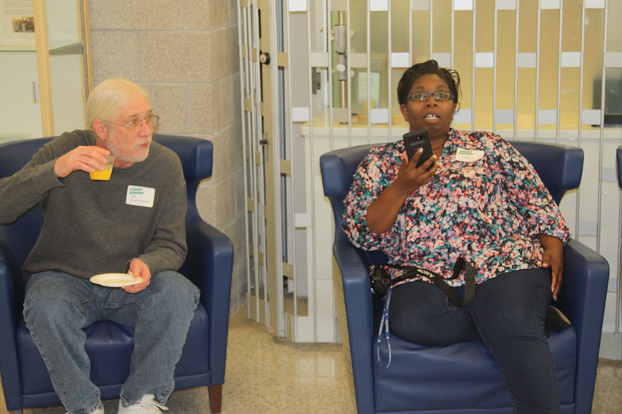 Professor Kirkpatrick and Lynnette Bolden share a moment during the Homecoming Open House