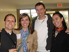 Christine Sylvest '00 Ph.D. (finally!) with husband Ben Belloch (left) and friends Jason Maga and Olivia Kohler (right)