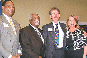 From left to right: Martin Brown, Virginia Social Services Commissioner; Rev. Thurman O. Echols, Jr., Chair, Governor's Advisory Board on Child Abuse and Neglect; Joseph Galano;  Maureen McDonnell, First Lady of Virginia