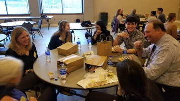 Board members share their experiences with Public Policy undergraduates at the board’s  kickoff lunch session.