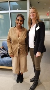 MPP student Ruth Bekele and board member Natalie Farr after practice job interview sessions.