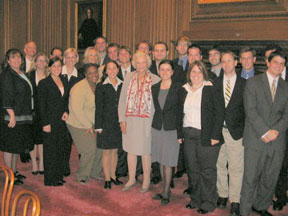 Members of the Thomas Jefferson Public Policy Program meet with O’Connor (center).
