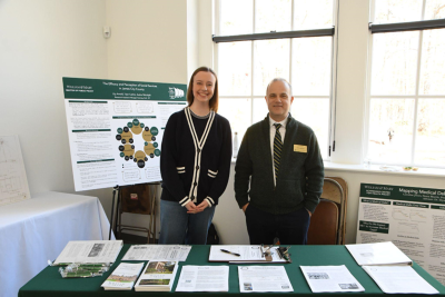 Nikolajski and Manna at their table, prepared to speak with attendees about W&M, the partnership with the CCRSRI, and their ongoing training module development.