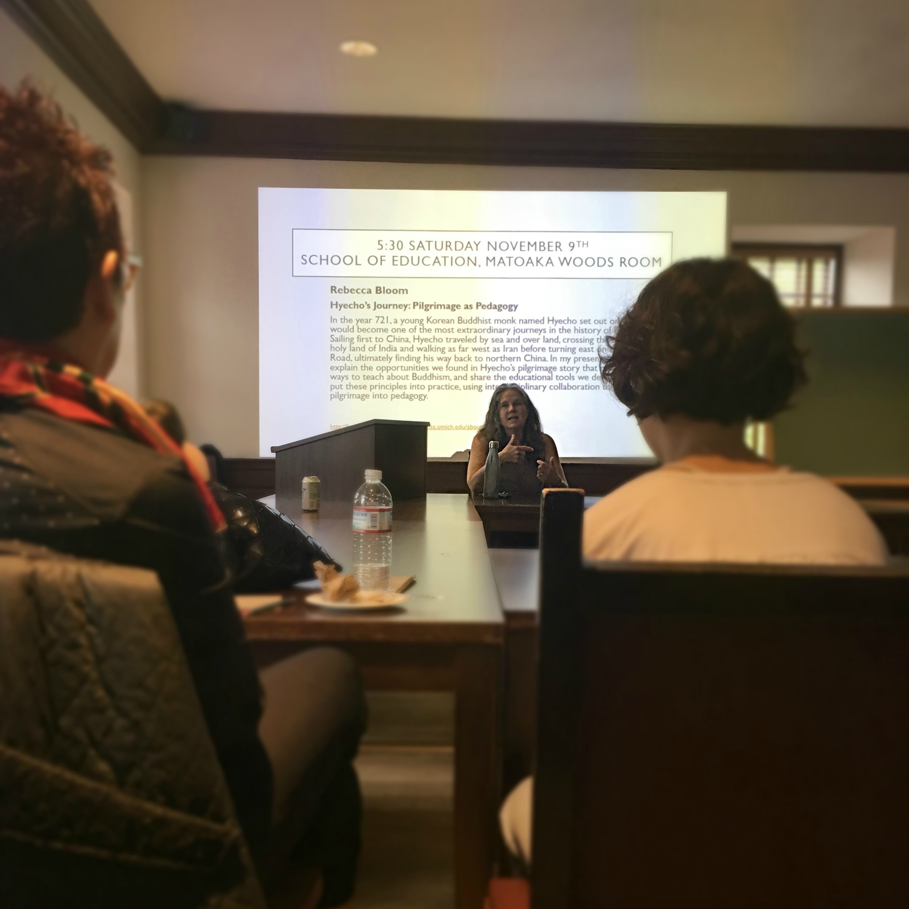 Prof. Kathleen Jenkins speaks in the Wren Building for faculty and students